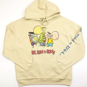 CN Cartoon Network Ed, Edd n Eddy Tan Pullover Graphic Fleece Hoodie Size L